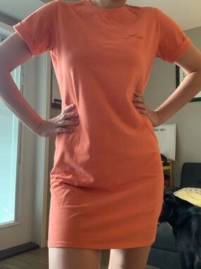 Lazypants Coral Cotton Short Sleeve Mini Dress